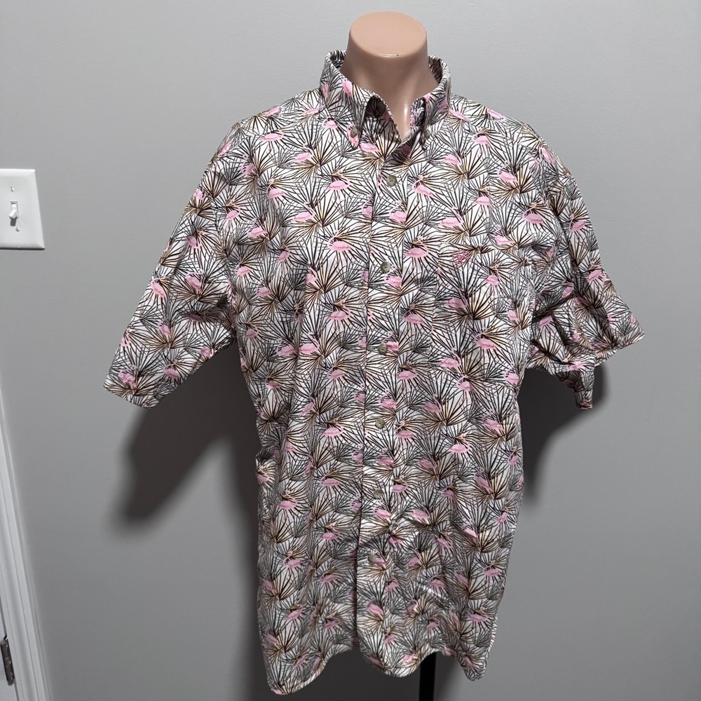 Ariat Flamingo Classic Short Sleeve Button Down Tropical Large Western